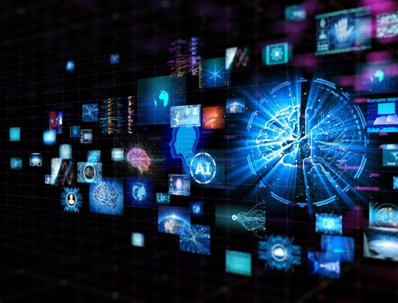 Artificial Intelligence digital concept with brain shape